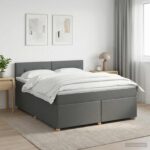 vidaXL Posteľ boxspring s matracom Tmavosivá 180 x 200 cm Látka