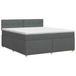 vidaXL Posteľ boxspring s matracom Tmavosivá 180 x 200 cm Látka – Obrázok 2