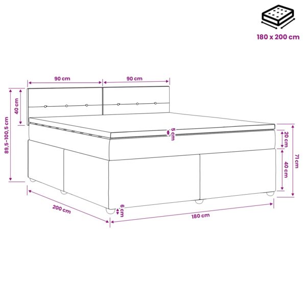 vidaXL Posteľ boxspring s matracom Modrá 180 x 200 cm Látka – Obrázok 11