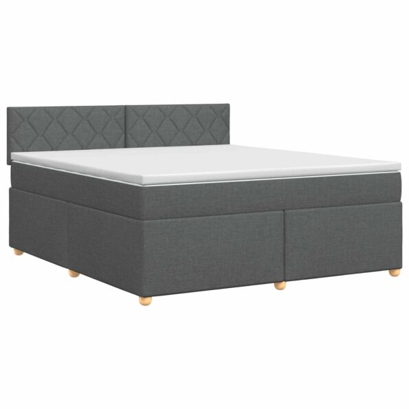 vidaXL Posteľ boxspring s matracom Tmavosivá 180 x 200 cm Látka – Obrázok 2