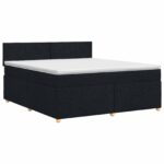 vidaXL Posteľ boxspring s matracom Čierna 180 x 200 cm Látka – Obrázok 2