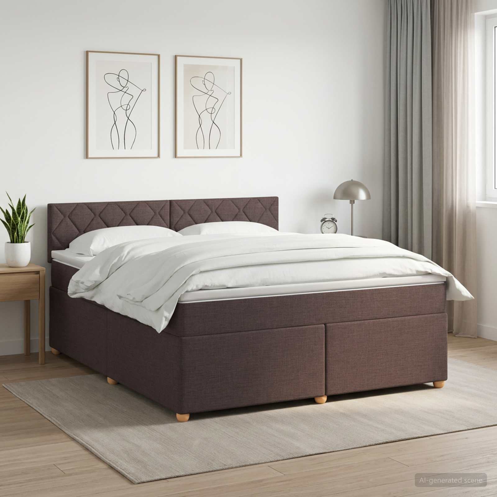 3451024_1.jpg vidaXL Posteľ boxspring s matracom Tmavohnedá 180 x 200 cm Látka – Obrázok 1