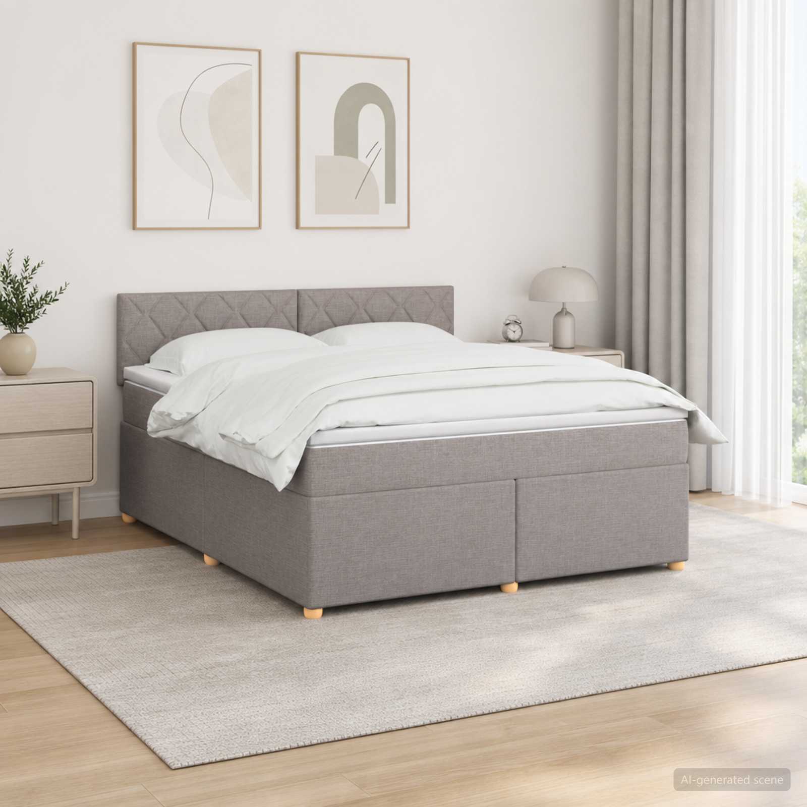 3451025_1.jpg vidaXL Posteľ boxspring s matracom Sivohnedá 180 x 200 cm Látka – Obrázok 1