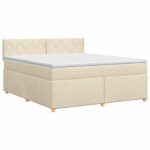 vidaXL Posteľ boxspring s matracom Krémová 180 x 200 cm Látka – Obrázok 2