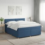 vidaXL Posteľ boxspring s matracom Modrá 180 x 200 cm Látka