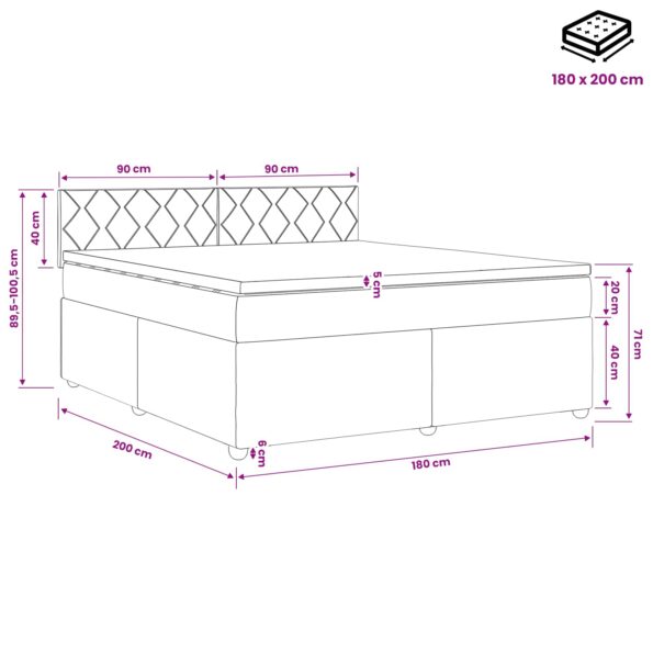 vidaXL Posteľ boxspring s matracom Modrá 180 x 200 cm Látka – Obrázok 11