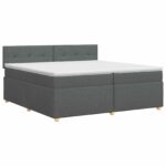 vidaXL Posteľ boxspring s matracom Tmavosivá 200 x 200 cm Látka – Obrázok 2