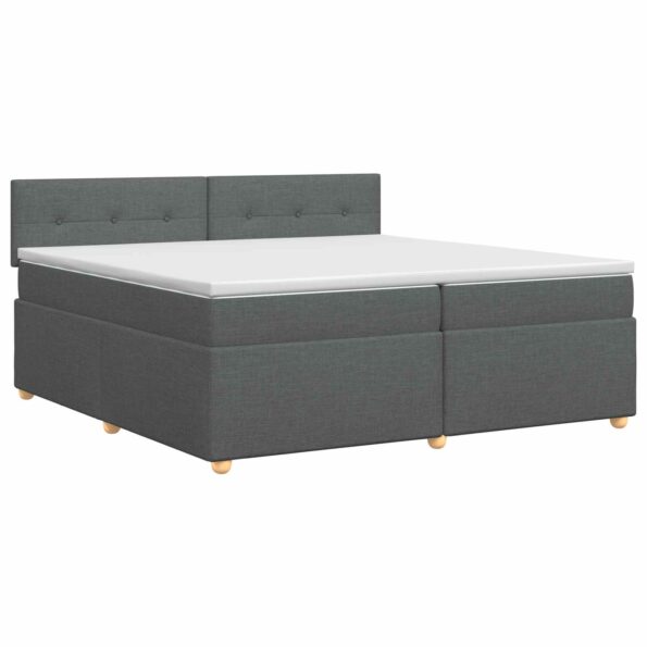 vidaXL Posteľ boxspring s matracom Tmavosivá 200 x 200 cm Látka – Obrázok 2