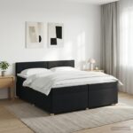 vidaXL Posteľ boxspring s matracom Čierna 200 x 200 cm Látka