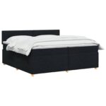 vidaXL Posteľ boxspring s matracom Čierna 200 x 200 cm Látka – Obrázok 3