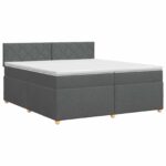 vidaXL Posteľ boxspring s matracom Tmavosivá 200 x 200 cm Látka – Obrázok 2