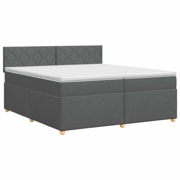 vidaXL Posteľ boxspring s matracom Tmavosivá 200 x 200 cm Látka – Obrázok 2