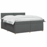 vidaXL Posteľ boxspring s matracom Tmavosivá 200 x 200 cm Látka – Obrázok 3
