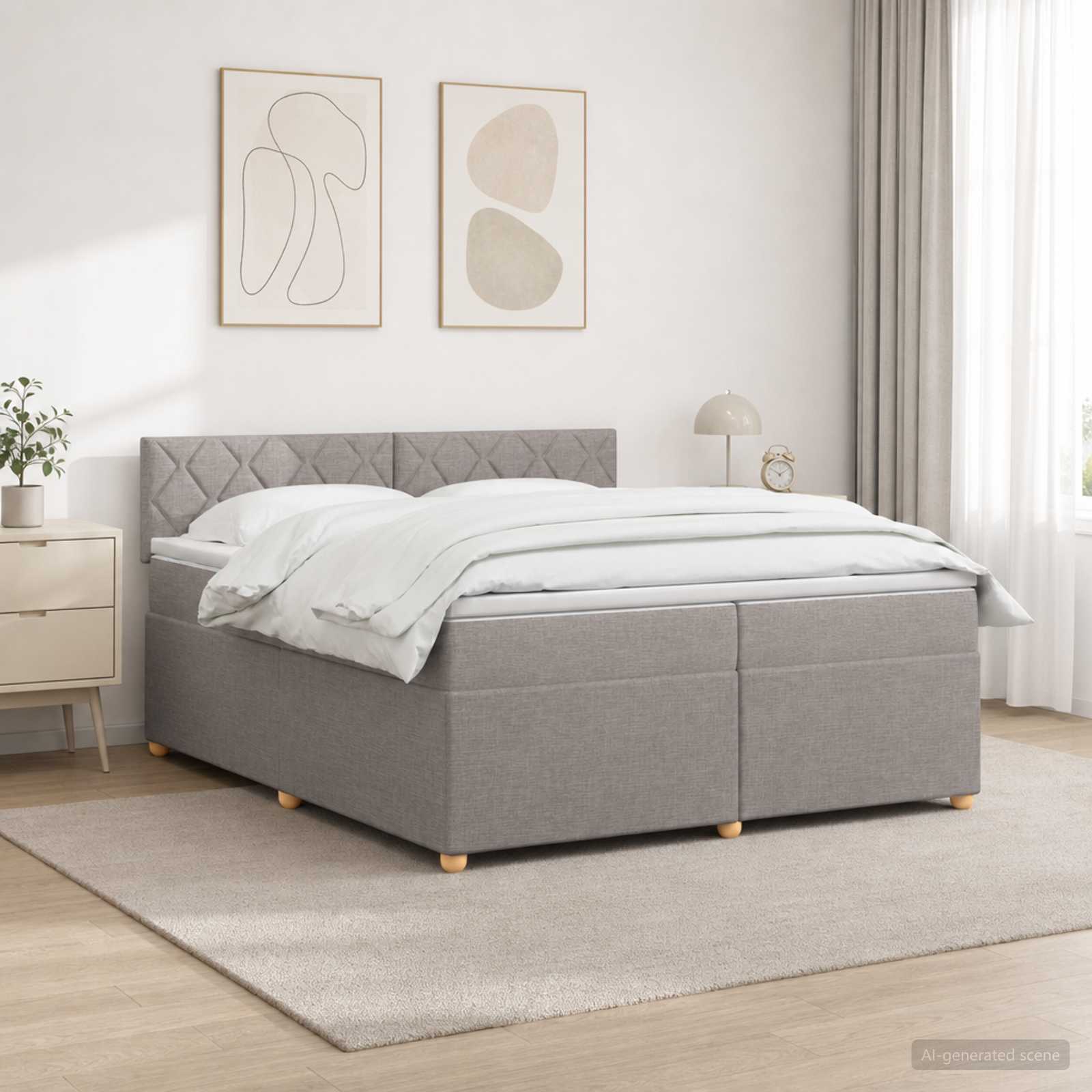 3451046_1.jpg vidaXL Posteľ boxspring s matracom Sivohnedá 200 x 200 cm Látka – Obrázok 1