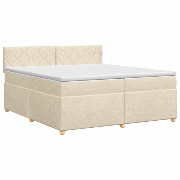 vidaXL Posteľ boxspring s matracom Krémová 200 x 200 cm Látka – Obrázok 2