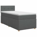 vidaXL Posteľ boxspring s matracom Tmavosivá 90 x 190 cm Látka – Obrázok 2