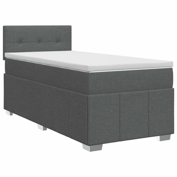 vidaXL Posteľ boxspring s matracom Tmavosivá 90 x 190 cm Látka – Obrázok 2
