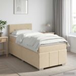 vidaXL Posteľ boxspring s matracom Krémová 90 x 200 cm Látka