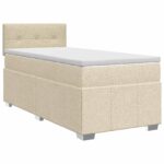 vidaXL Posteľ boxspring s matracom Krémová 100 x 200 cm Látka – Obrázok 2