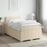vidaXL Posteľ boxspring s matracom Krémová 120 x 200 cm Látka