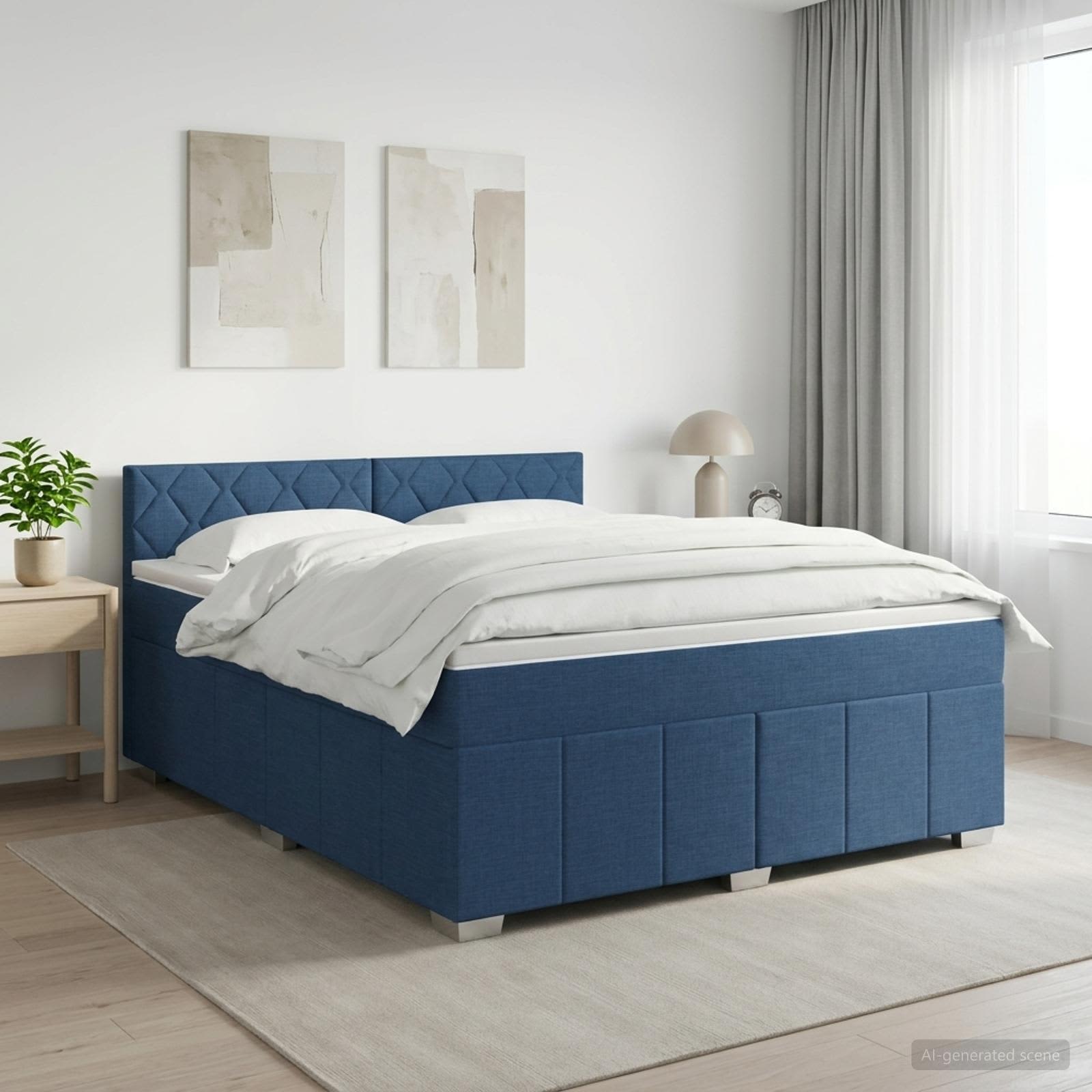 3451240_1.jpg vidaXL Posteľ boxspring s matracom Modrá 140 x 200 cm Látka – Obrázok 1
