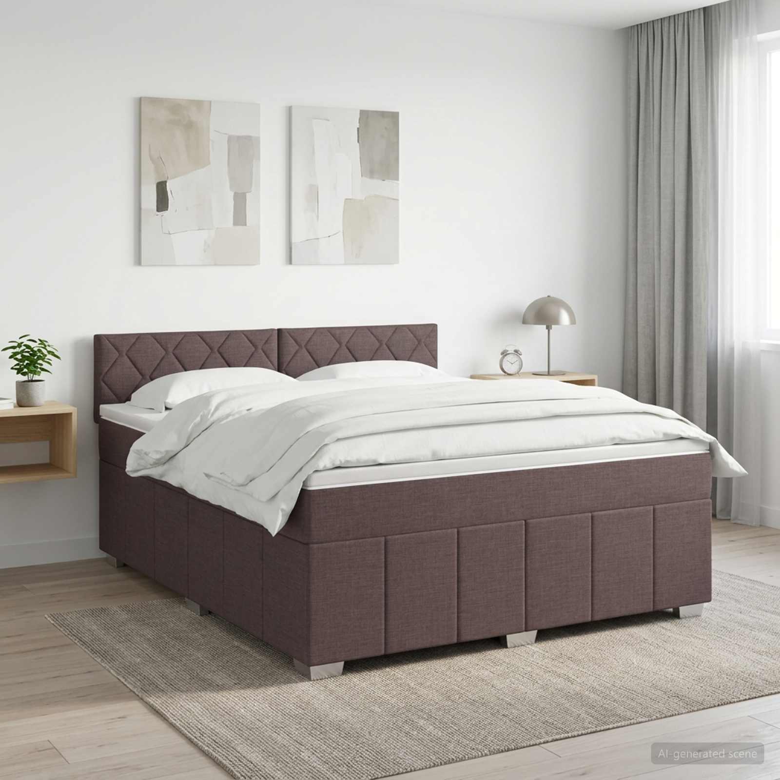 3451258_1.jpg vidaXL Posteľ boxspring s matracom Tmavohnedá 160 x 200 cm Látka – Obrázok 1