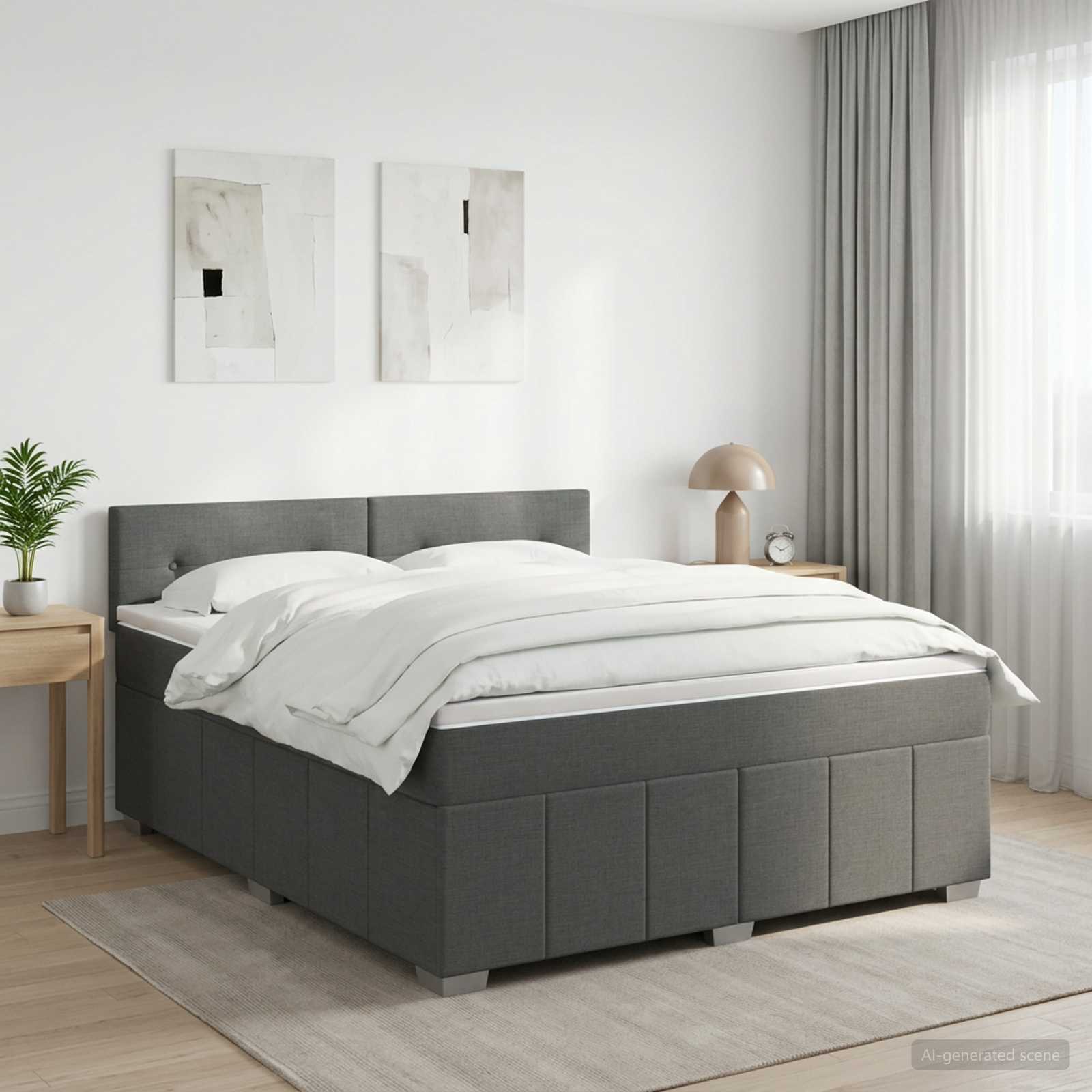 3451270_1.jpg vidaXL Posteľ boxspring s matracom Tmavosivá 180 x 200 cm Látka – Obrázok 1