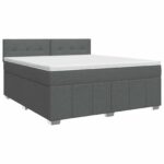 vidaXL Posteľ boxspring s matracom Tmavosivá 180 x 200 cm Látka – Obrázok 2