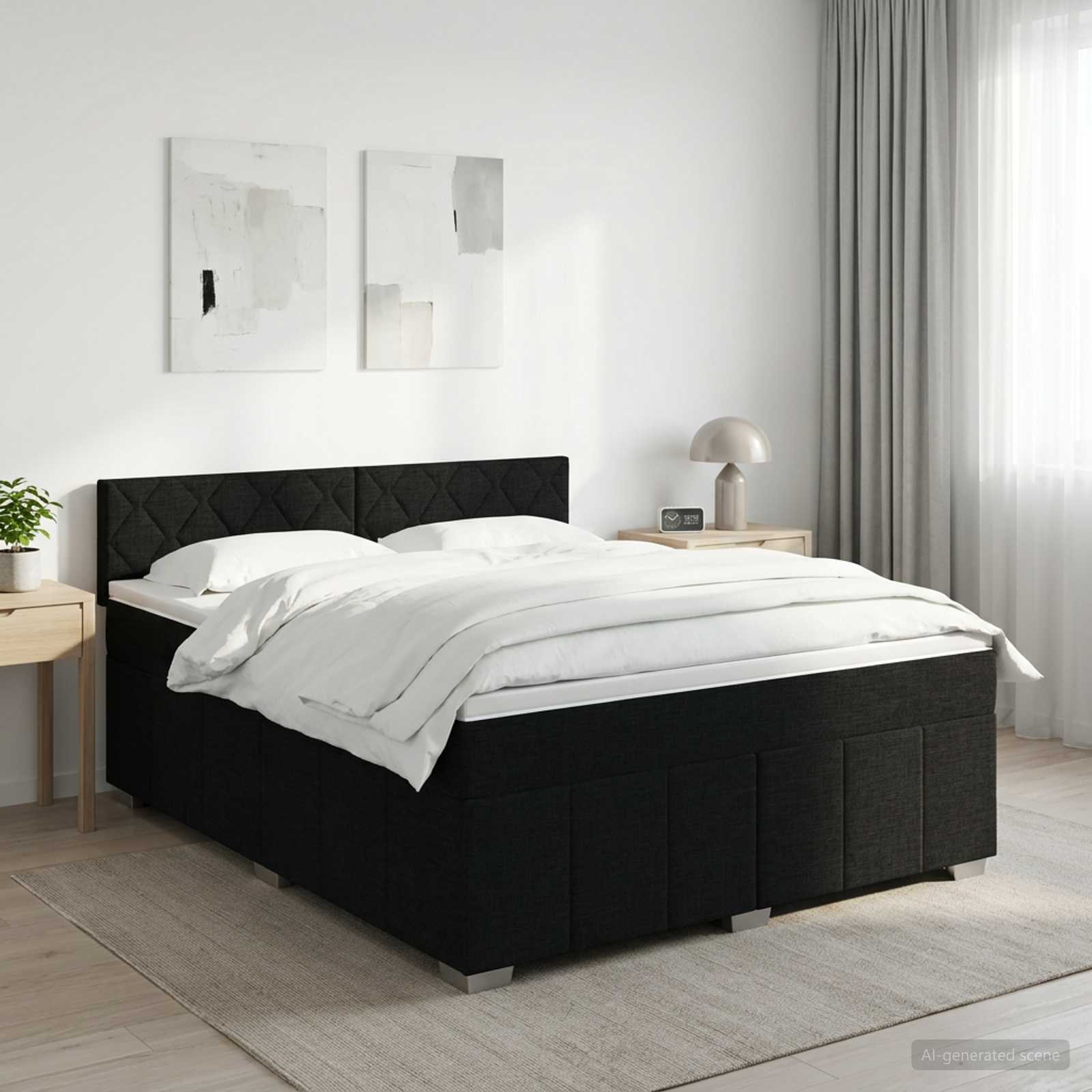 3451278_1.jpg vidaXL Posteľ boxspring s matracom Čierna 180 x 200 cm Látka – Obrázok 1