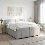vidaXL Posteľ boxspring s matracom Svetlosivá 200 x 200 cm Látka