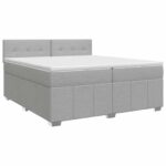 vidaXL Posteľ boxspring s matracom Svetlosivá 200 x 200 cm Látka – Obrázok 2