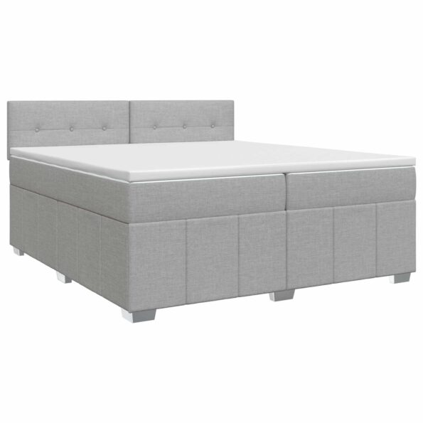 vidaXL Posteľ boxspring s matracom Svetlosivá 200 x 200 cm Látka – Obrázok 2