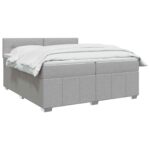 vidaXL Posteľ boxspring s matracom Svetlosivá 200 x 200 cm Látka – Obrázok 3