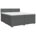 vidaXL Posteľ boxspring s matracom Tmavosivá 200 x 200 cm Látka – Obrázok 2