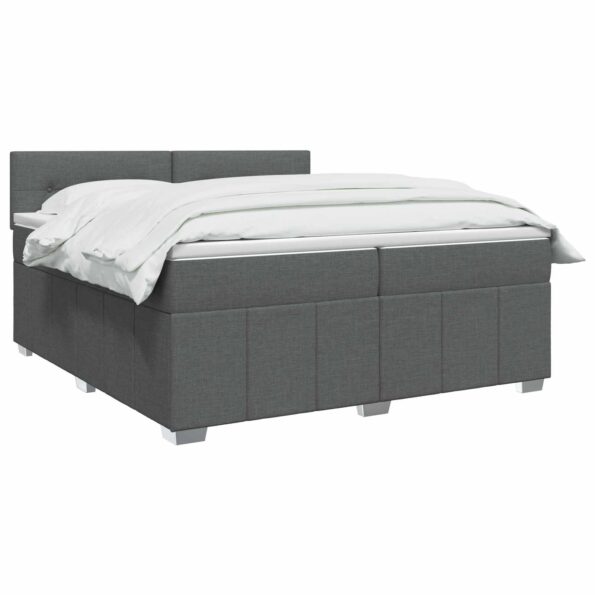 vidaXL Posteľ boxspring s matracom Tmavosivá 200 x 200 cm Látka – Obrázok 3