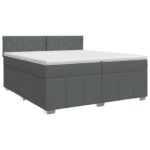 vidaXL Posteľ boxspring s matracom Tmavosivá 200 x 200 cm Látka – Obrázok 2