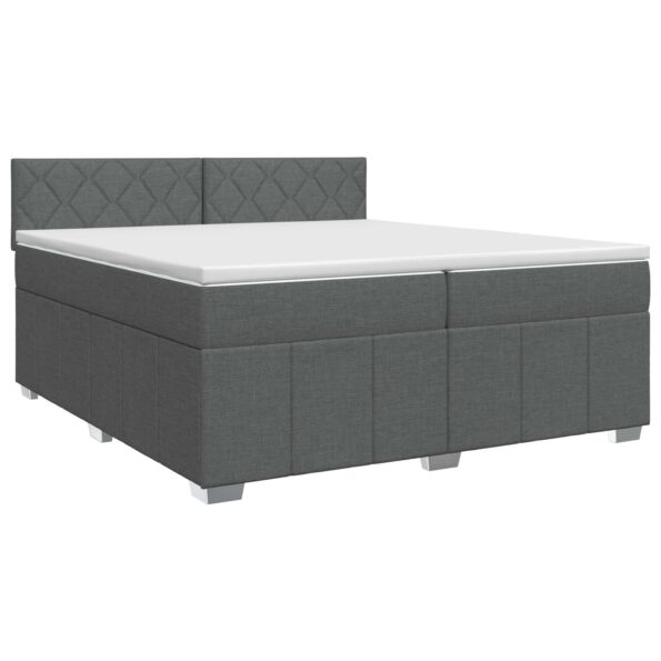 vidaXL Posteľ boxspring s matracom Tmavosivá 200 x 200 cm Látka – Obrázok 2
