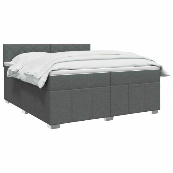 vidaXL Posteľ boxspring s matracom Tmavosivá 200 x 200 cm Látka – Obrázok 3