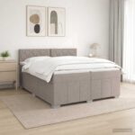 vidaXL Posteľ boxspring s matracom Sivohnedá 200 x 200 cm Látka
