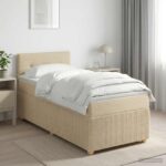 vidaXL Posteľ boxspring s matracom Krémová 80 x 200 cm Látka
