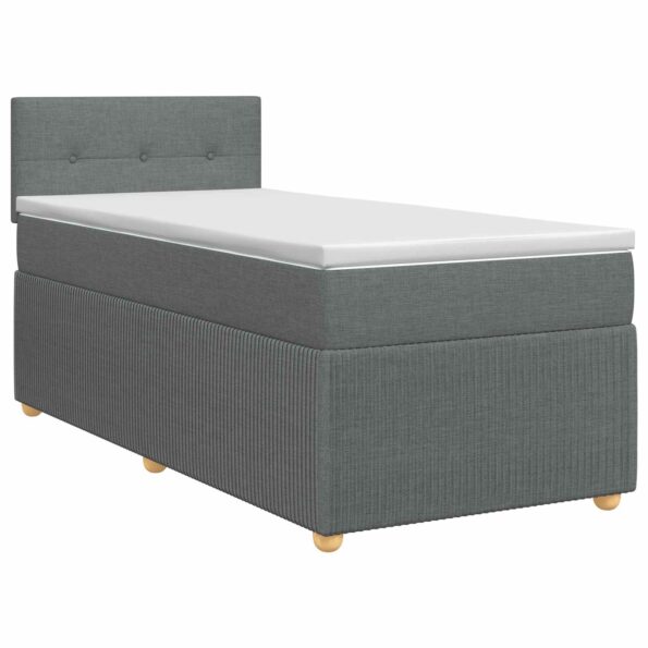 vidaXL Posteľ boxspring s matracom Tmavosivá 90 x 190 cm Látka – Obrázok 2