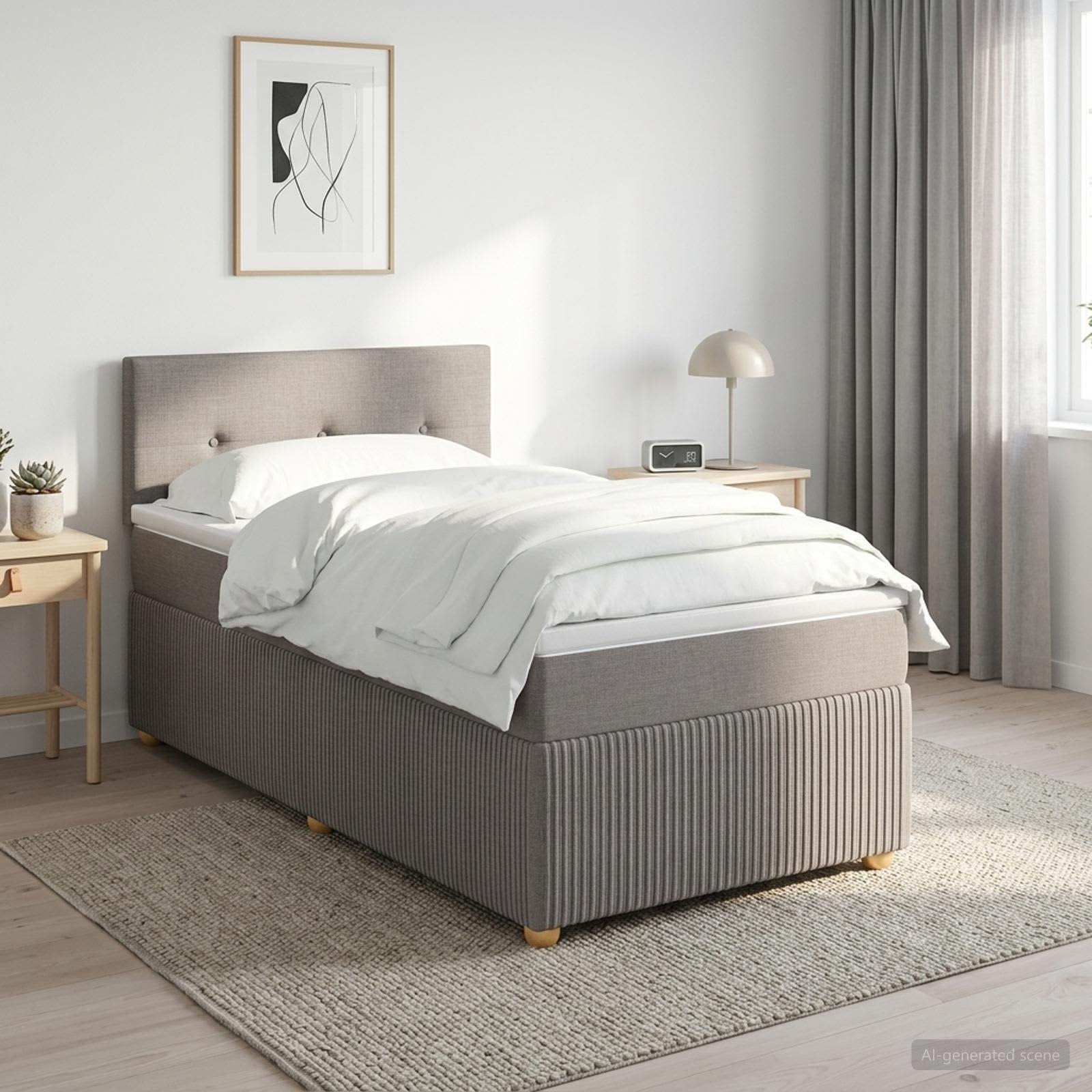 3451360_1.jpg vidaXL Posteľ boxspring s matracom Sivohnedá 90 x 190 cm Látka – Obrázok 1