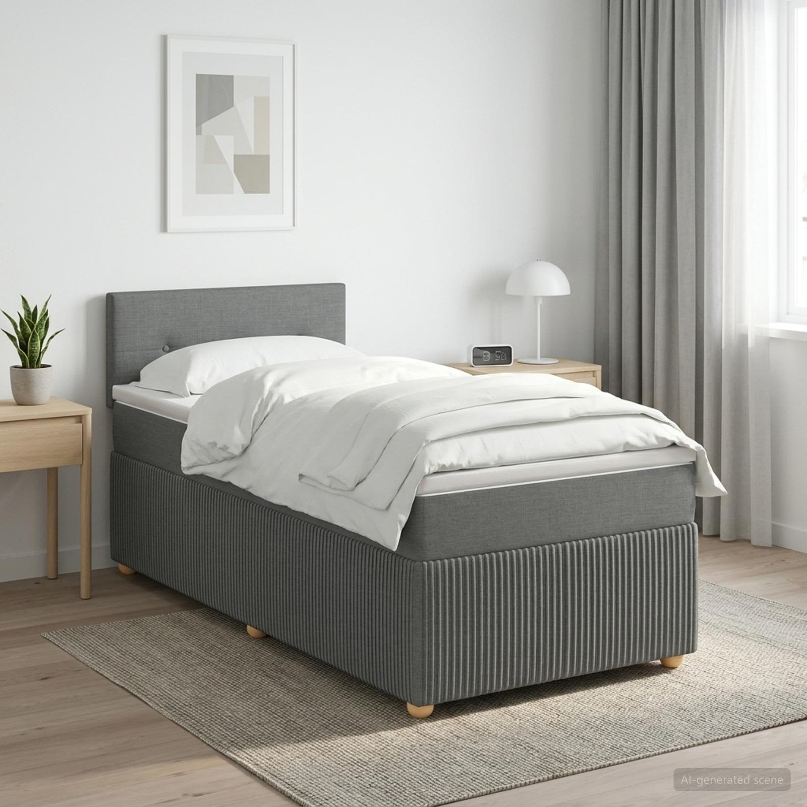3451378_1.jpg vidaXL Posteľ boxspring s matracom Tmavosivá 90 x 200 cm Látka – Obrázok 1