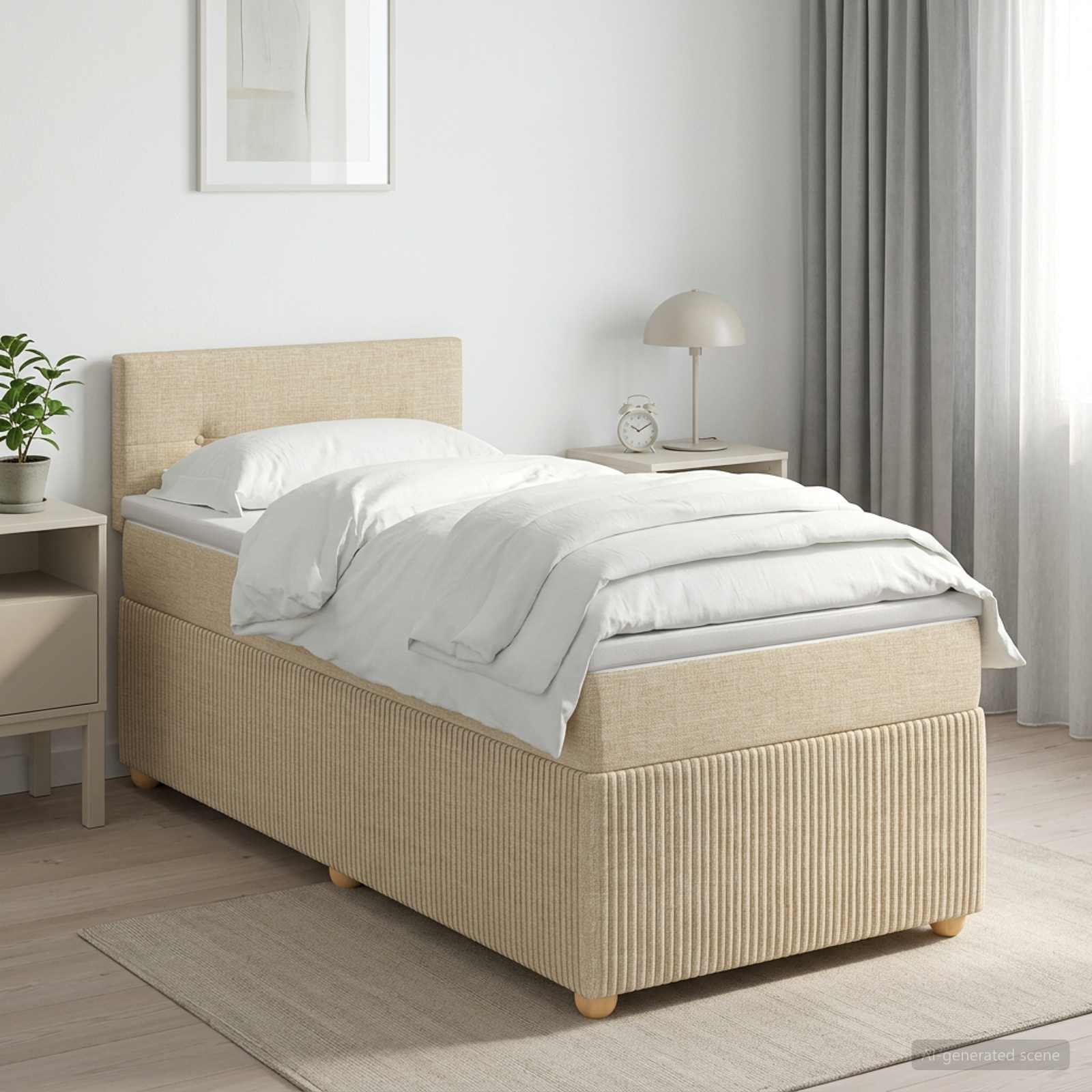 3451382_1.jpg vidaXL Posteľ boxspring s matracom Krémová 90 x 200 cm Látka – Obrázok 1
