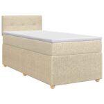 vidaXL Posteľ boxspring s matracom Krémová 90 x 200 cm Látka – Obrázok 2