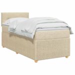 vidaXL Posteľ boxspring s matracom Krémová 90 x 200 cm Látka – Obrázok 3