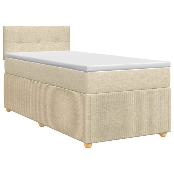 vidaXL Posteľ boxspring s matracom Krémová 100 x 200 cm Látka – Obrázok 2