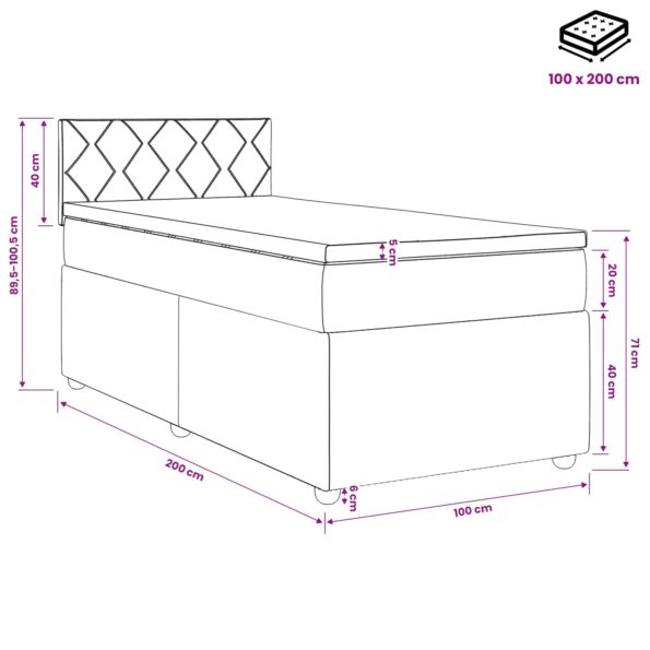 vidaXL Posteľ boxspring s matracom Krémová 100 x 200 cm Látka – Obrázok 11