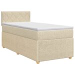 vidaXL Posteľ boxspring s matracom Krémová 100 x 200 cm Látka – Obrázok 2
