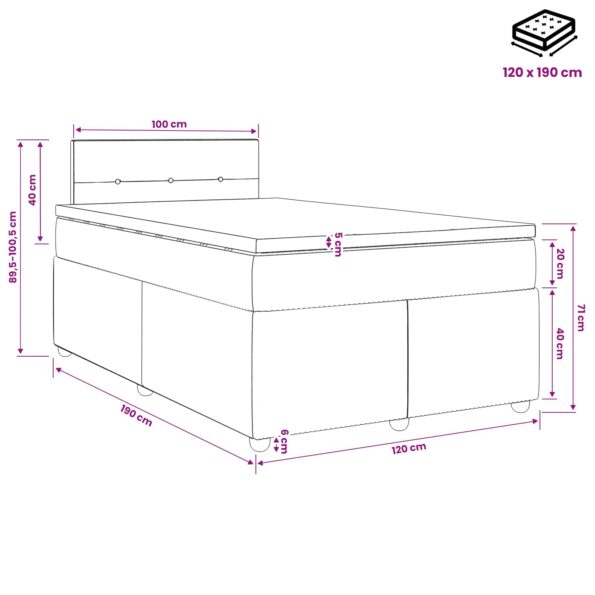 vidaXL Posteľ boxspring s matracom Sivohnedá 120 x 190 cm Látka – Obrázok 11